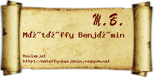 Mátéffy Benjámin névjegykártya