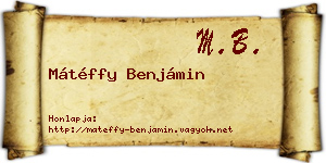 Mátéffy Benjámin névjegykártya